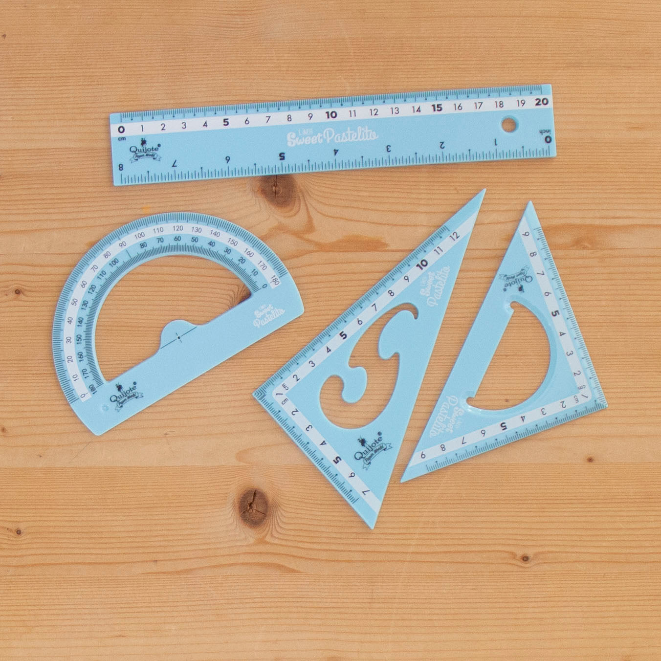 Kit 4 Réguas 20cm Pastel Azul