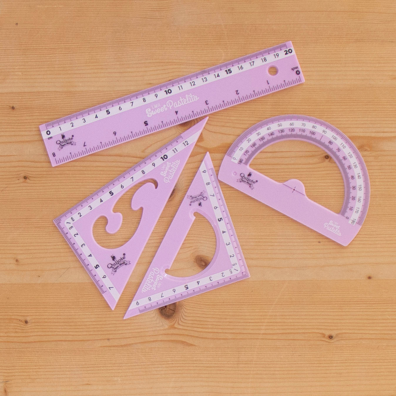 Kit 4 Réguas 20cm Pastel Lilás