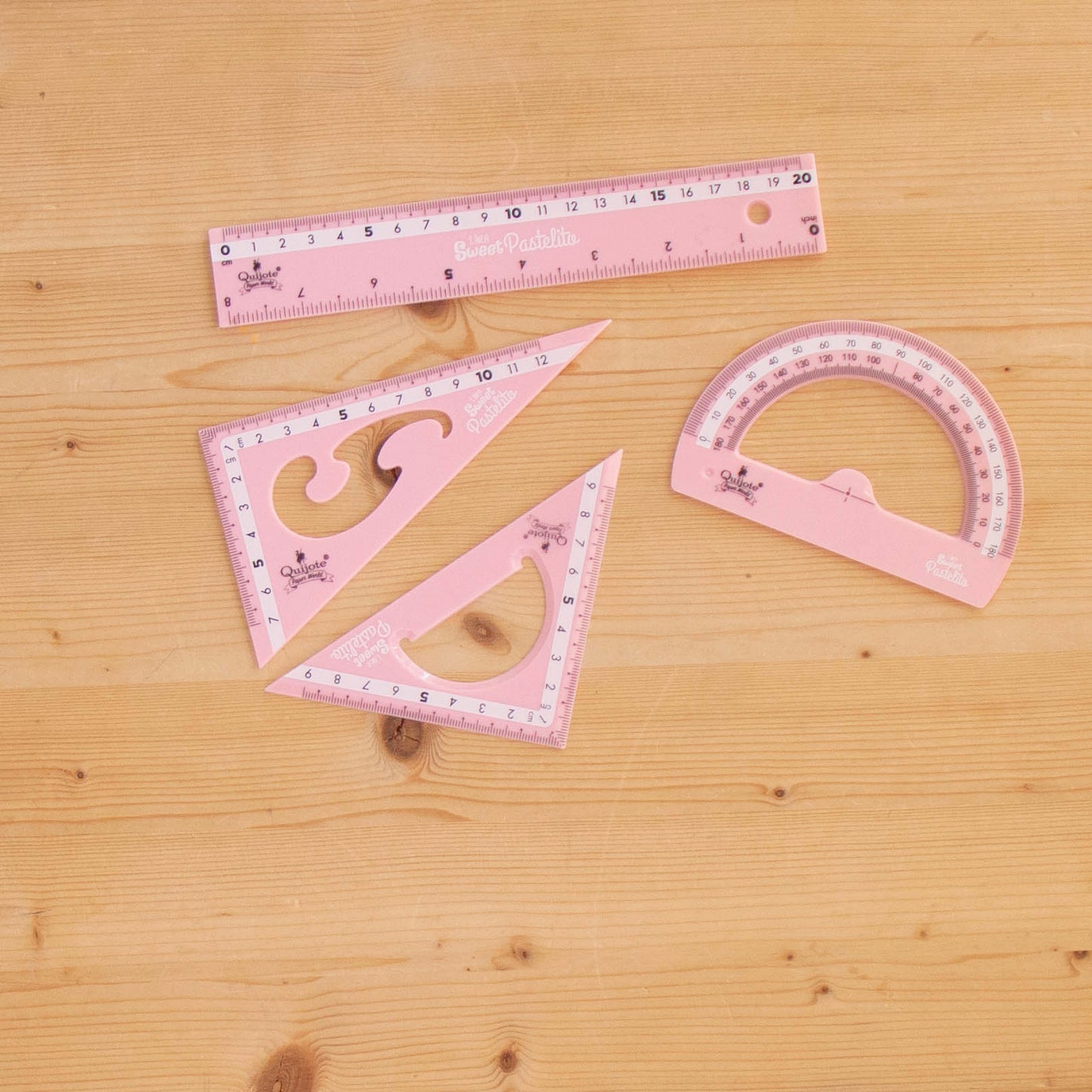 Kit 4 Réguas 20cm Pastel Rosa