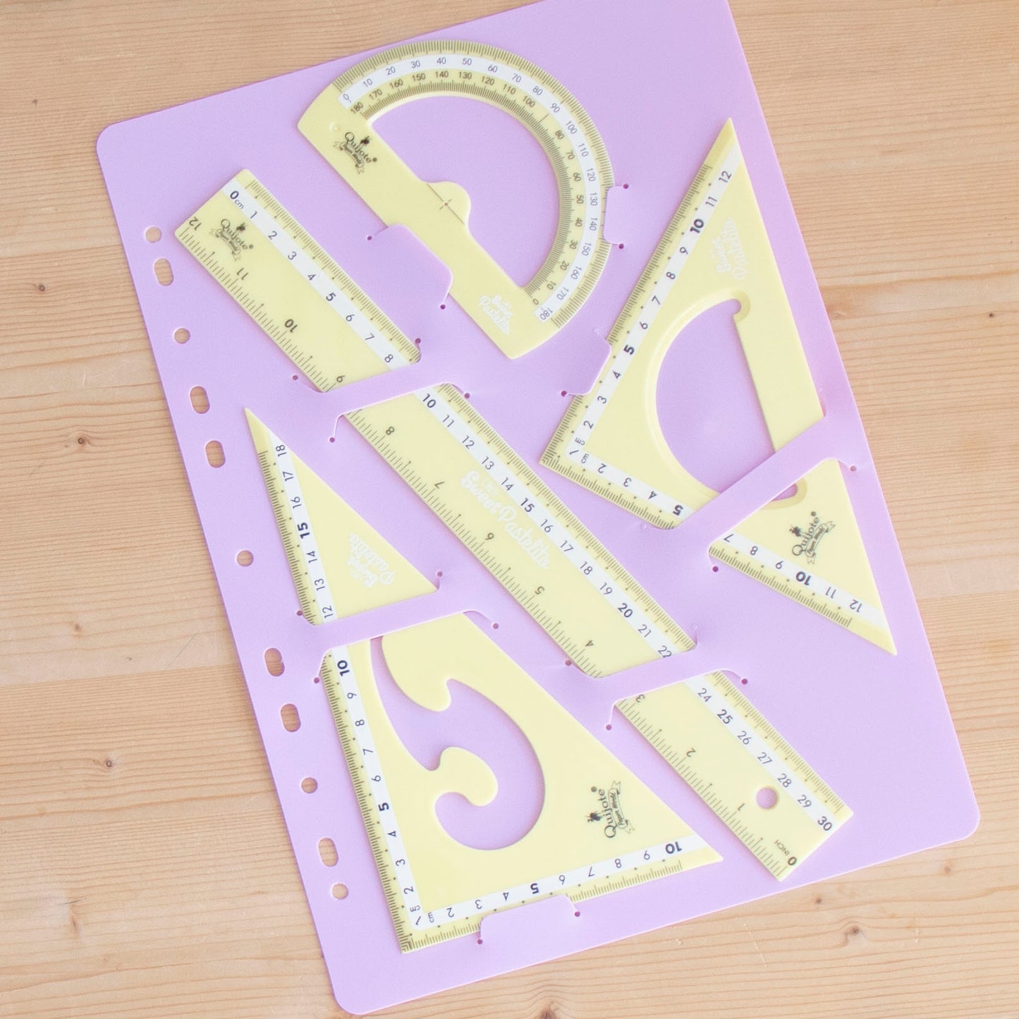 Kit 4 Réguas 30cm Pastel Amarelo Lilás