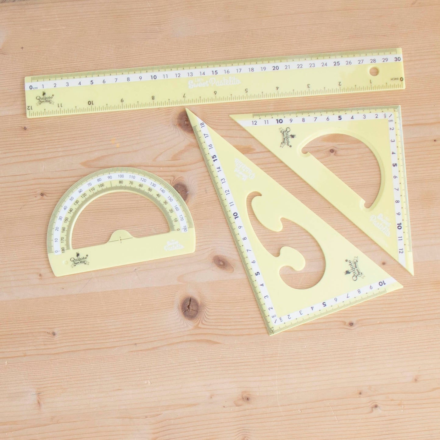Kit 4 Réguas 30cm Pastel Amarelo Lilás