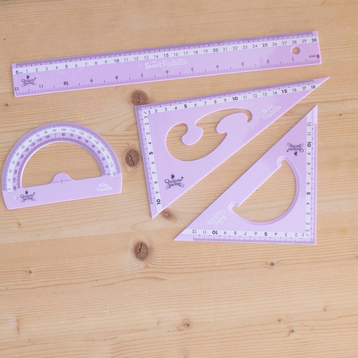 Kit 4 Réguas 30cm Pastel Lilás Salmão