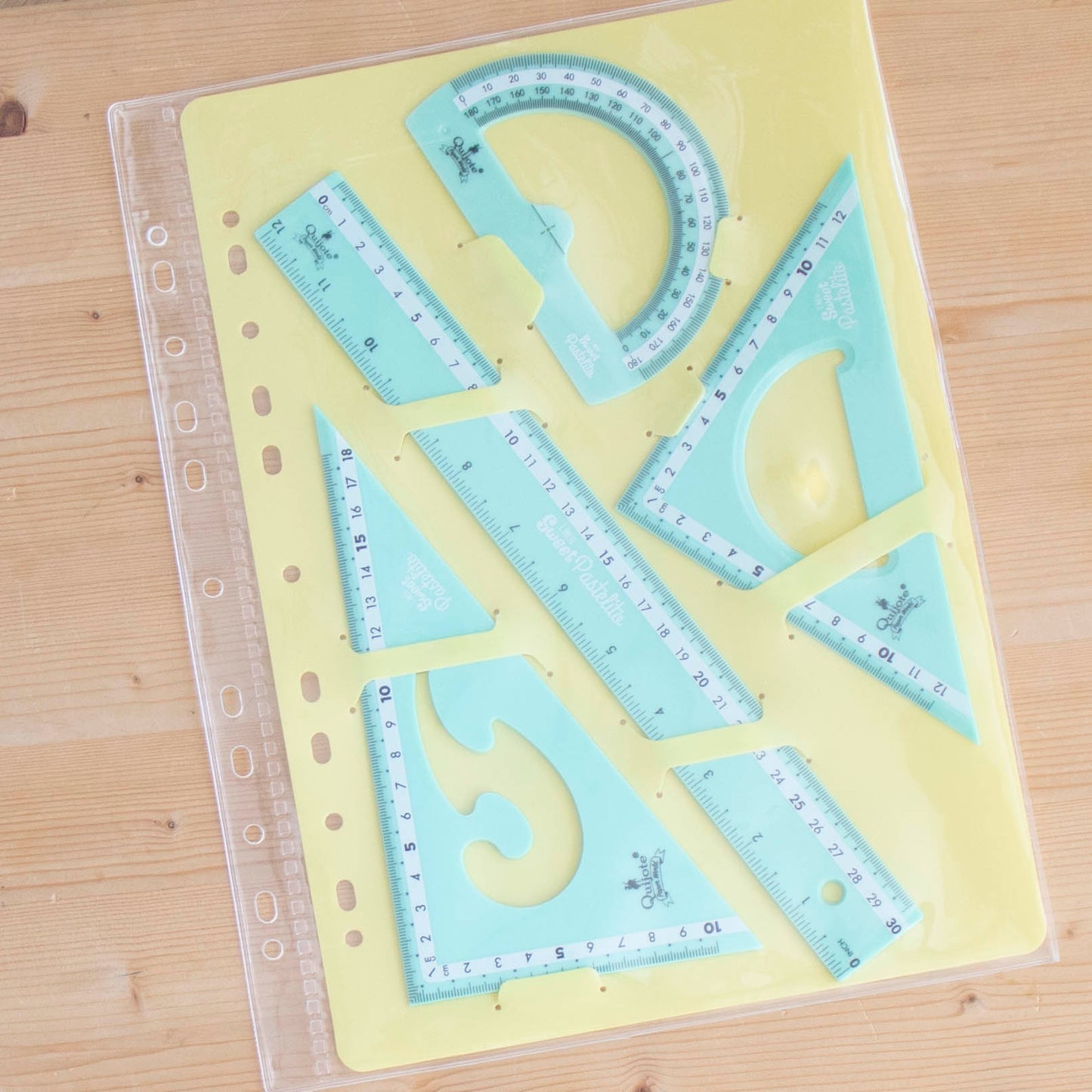 Kit 4 Réguas 30cm Pastel Menta Amarelo