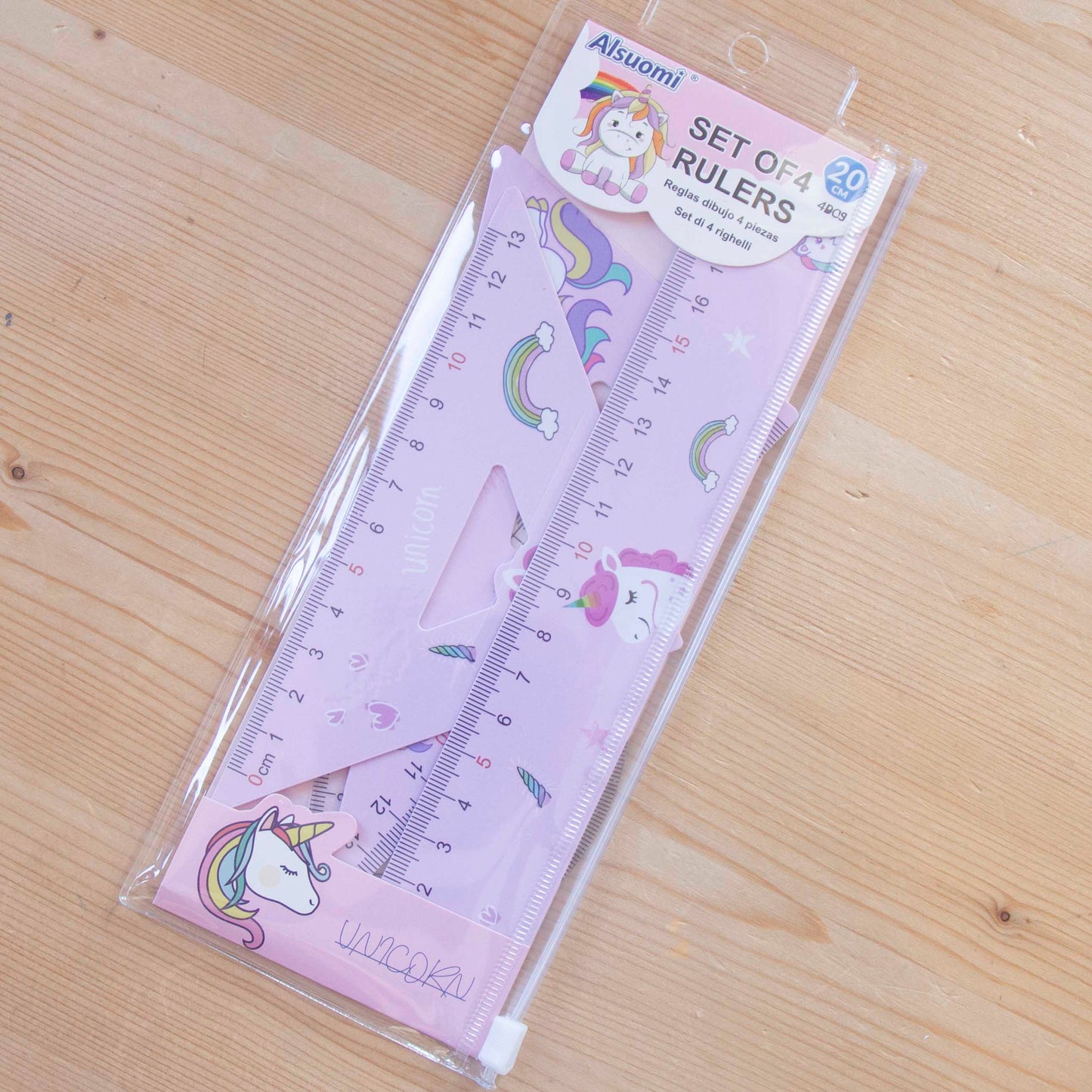 Kit 4 Réguas 20 cm Unicórnio