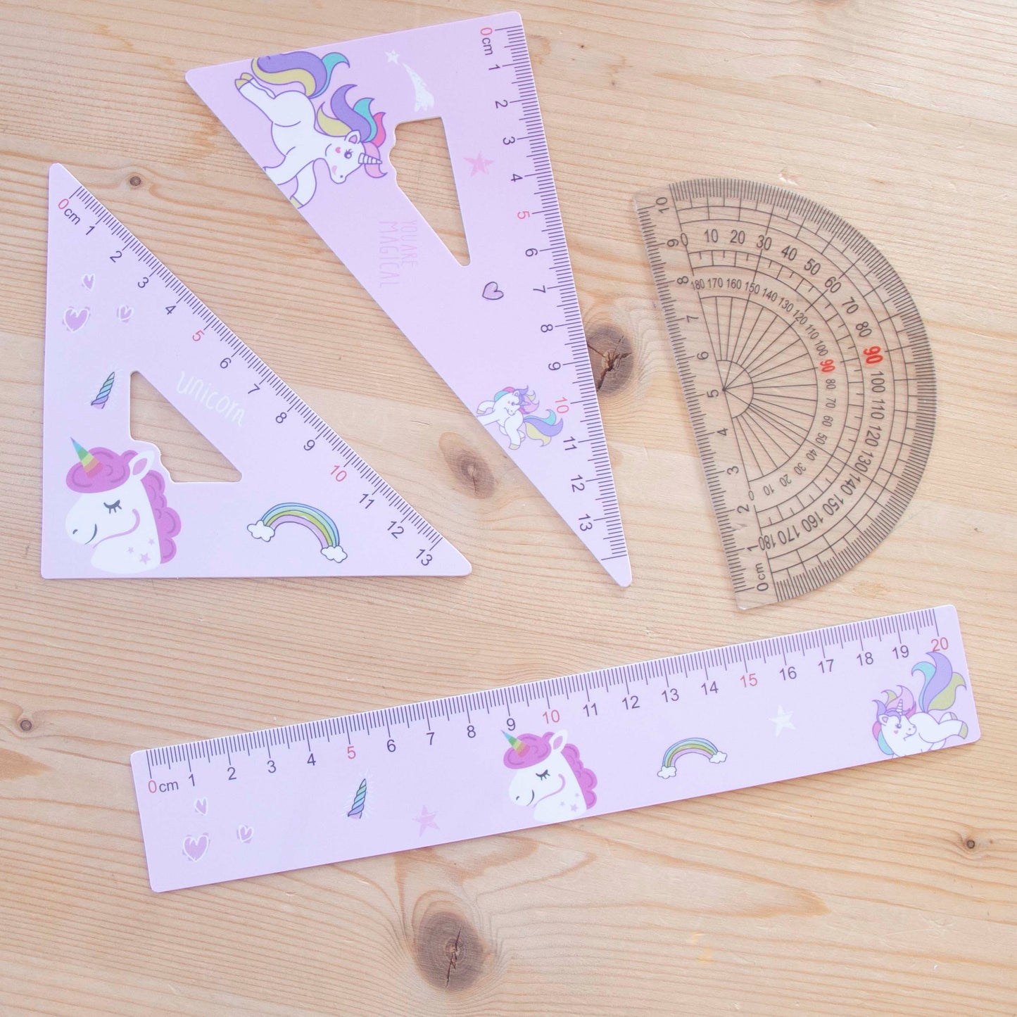 Kit 4 Réguas 20 cm Unicórnio