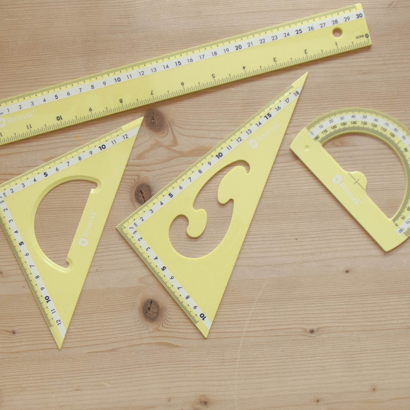 Kit 4 Reguas 30cm Pastel Amarelo
