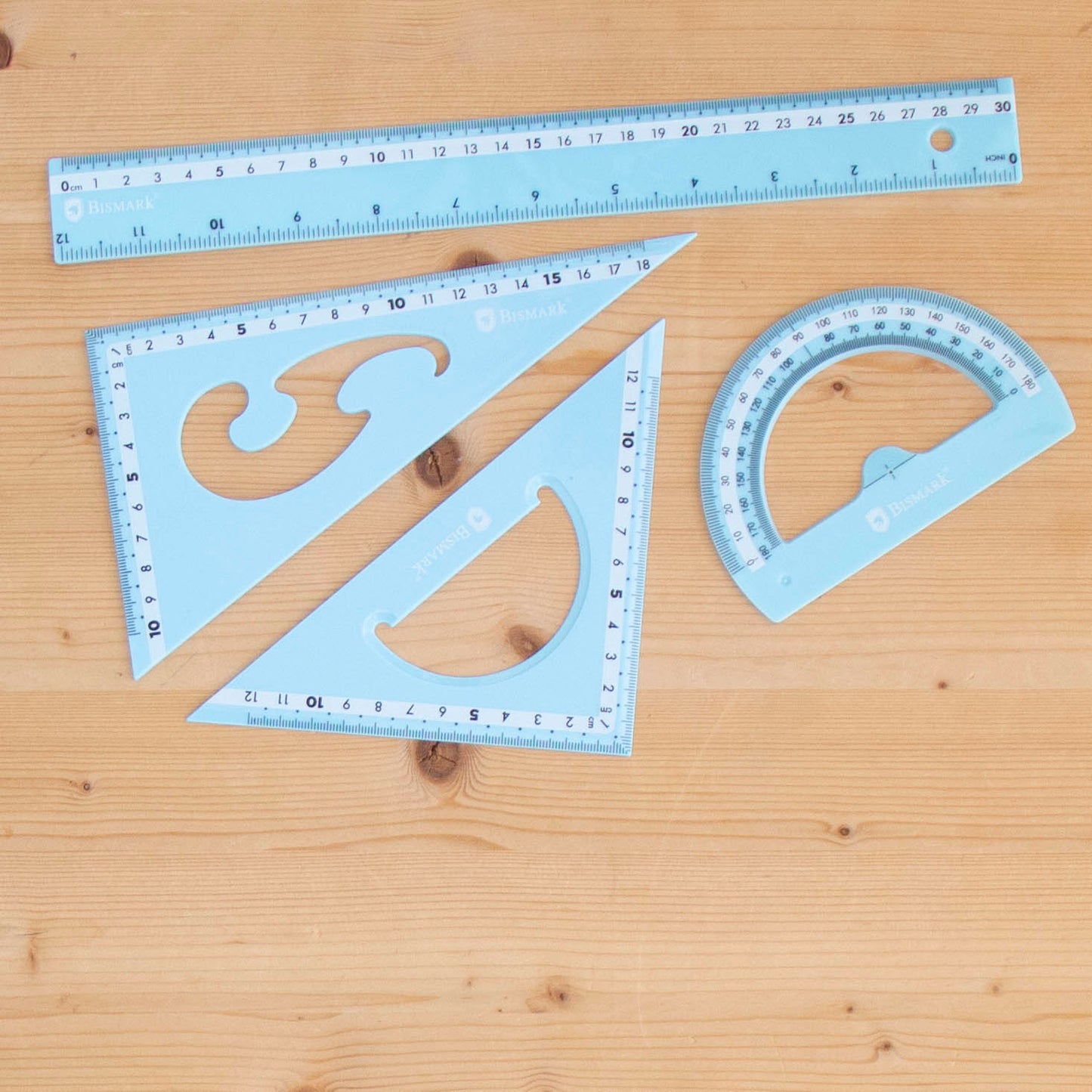 Kit 4 Réguas 30cm Pastel Azul