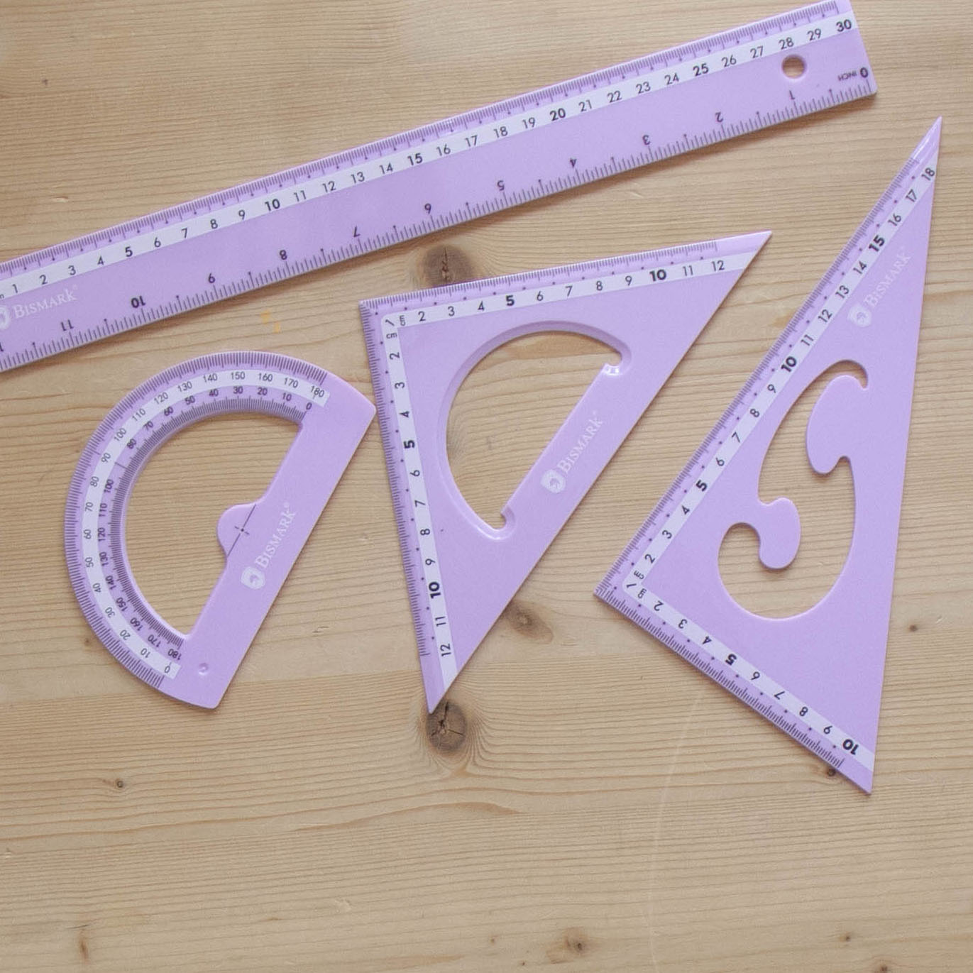 Kit 4 Reguas 30cm Pastel Lilás