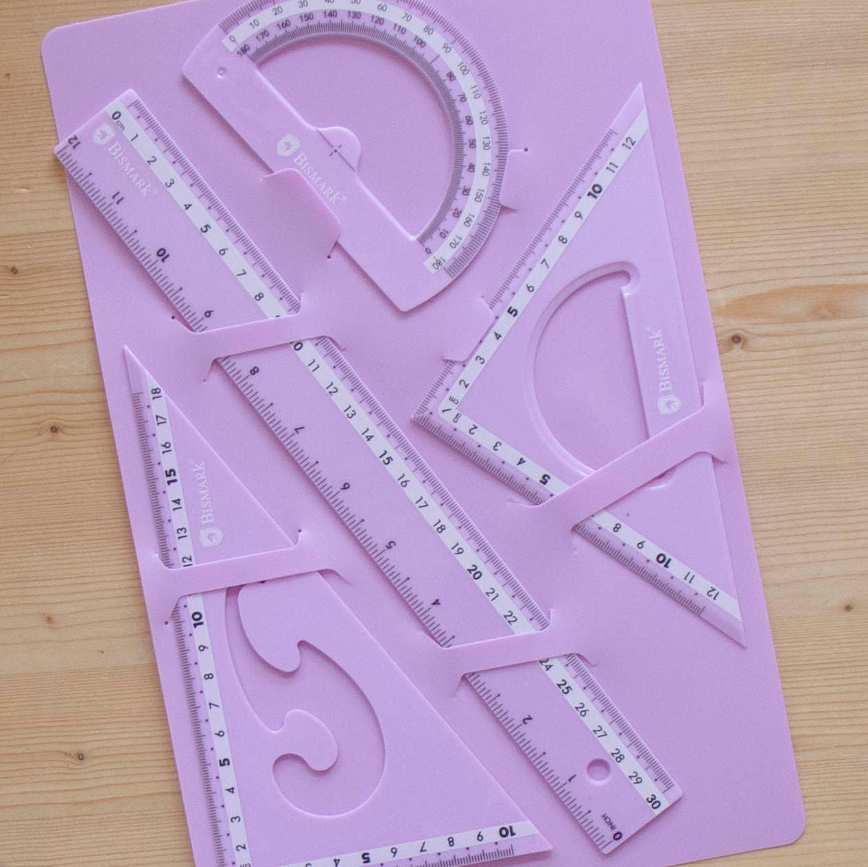 Kit 4 Reguas 30cm Pastel Lilás