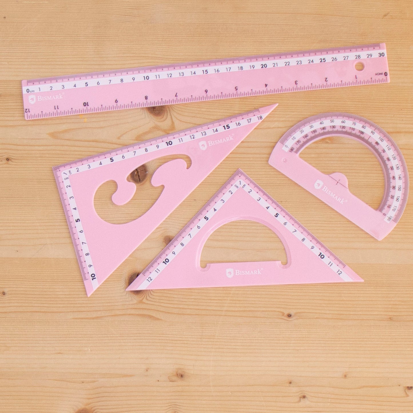 Kit 4 Reguas 30cm Pastel Rosa