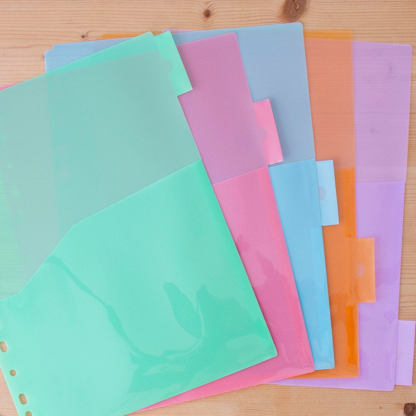 Kit 5 Separadores A4 Pastel com bolsa