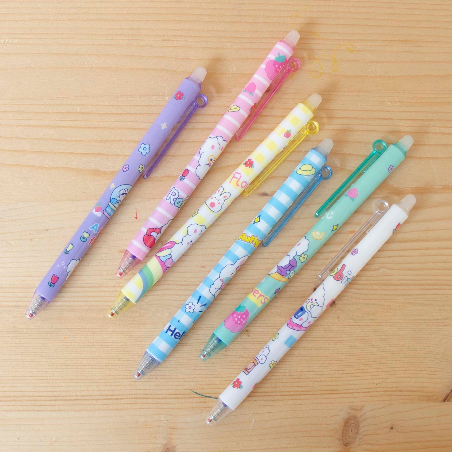 Kit 6 Canetas Apagáveis Coelhinhos
