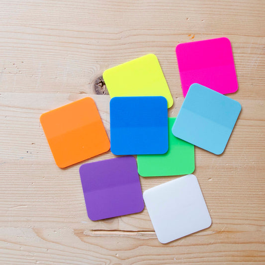 Kit 8 Sticky Notes Coloridos Transparentes (4,5 x 4,5 cm)