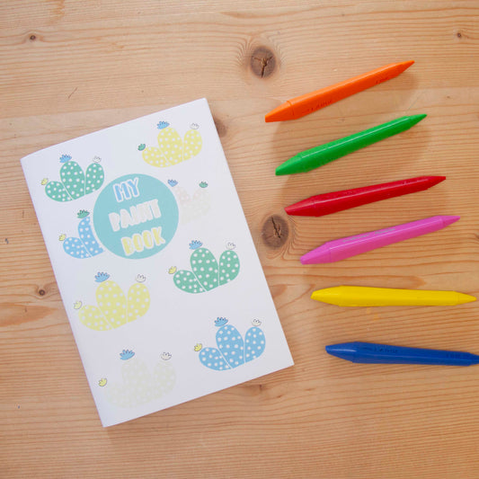 kit Paint Book A6 & 6 Lápis de cera Duo CACTUS