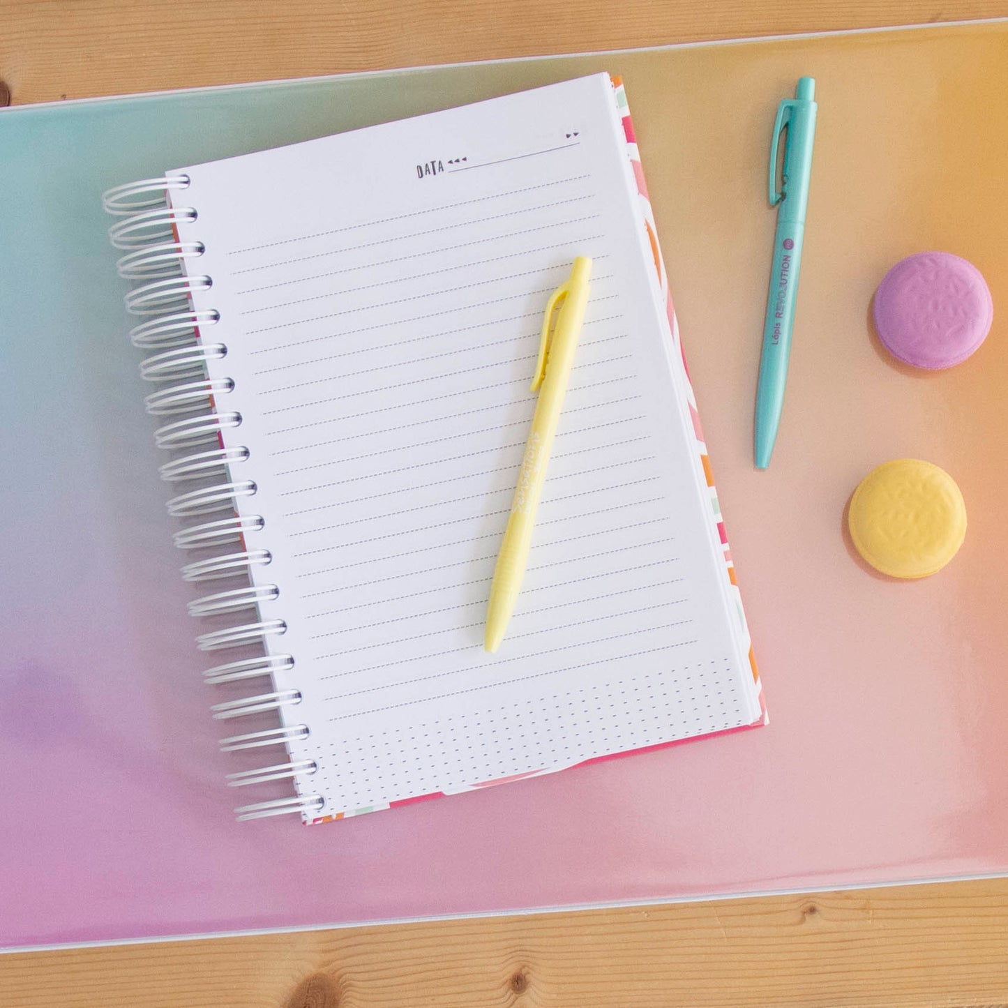 Caderno 17 x 24,5 cm (pautado) PINK FLOWERS