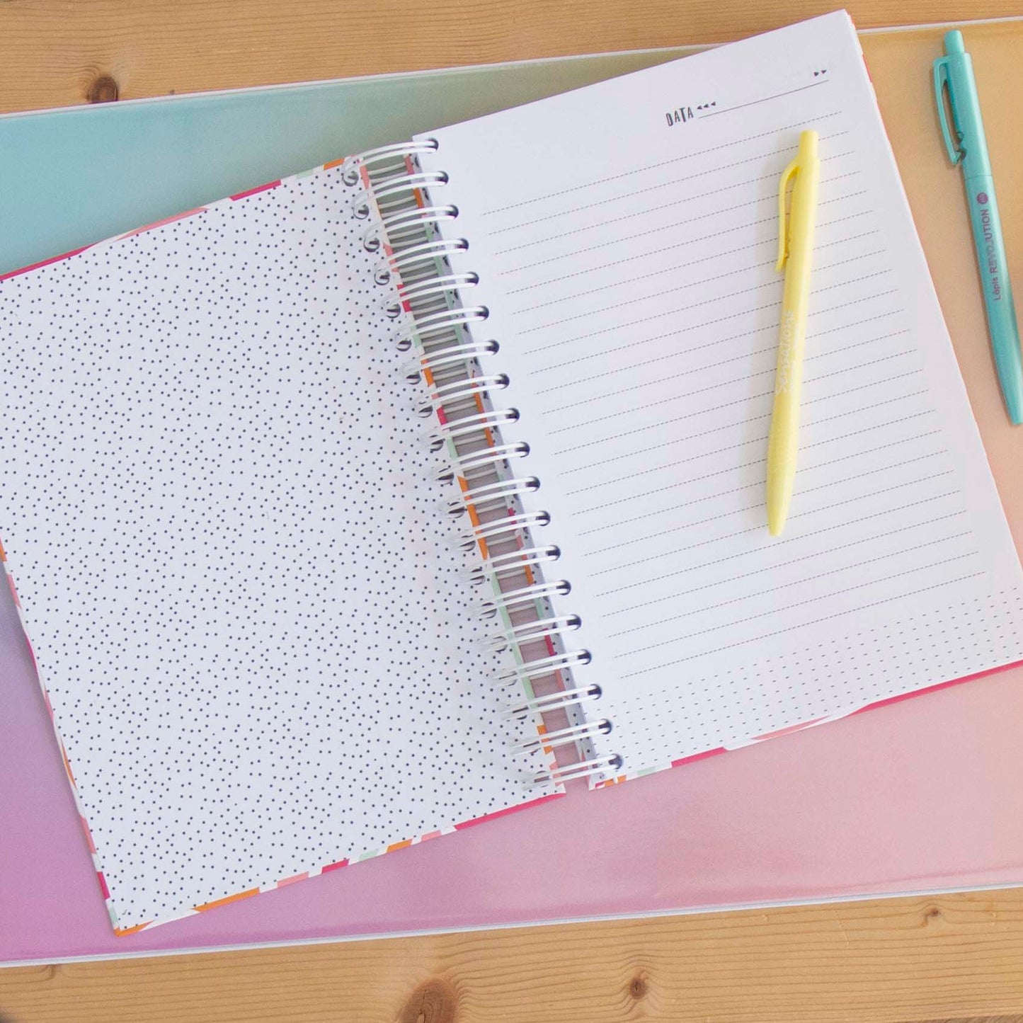 Caderno 17 x 24,5 cm (pautado) PINK FLOWERS