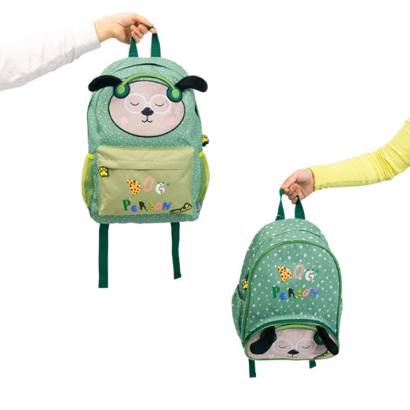 Mochila Escolar Dog Person Green Furry