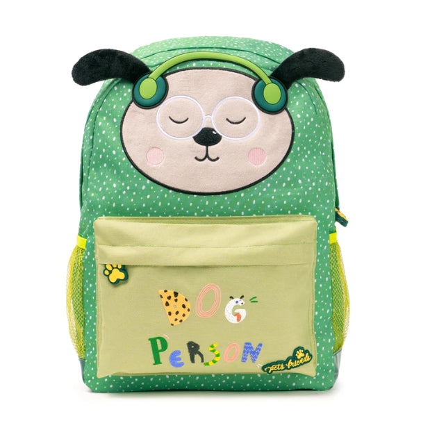 Mochila Escolar Dog Person Green Furry