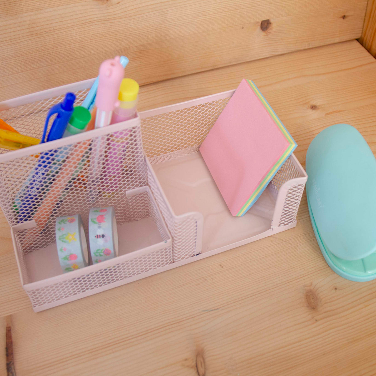 Organizador de mesa Metálico (3 div.) Rosa Nude