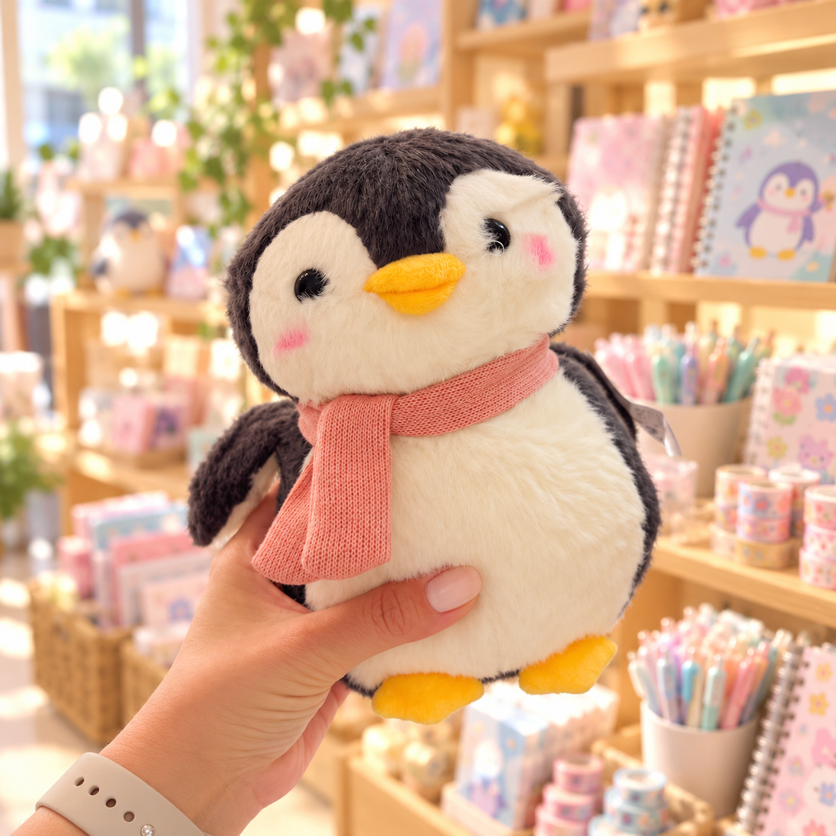 Peluche Pinguim Cachecol Rosa (20 cm)