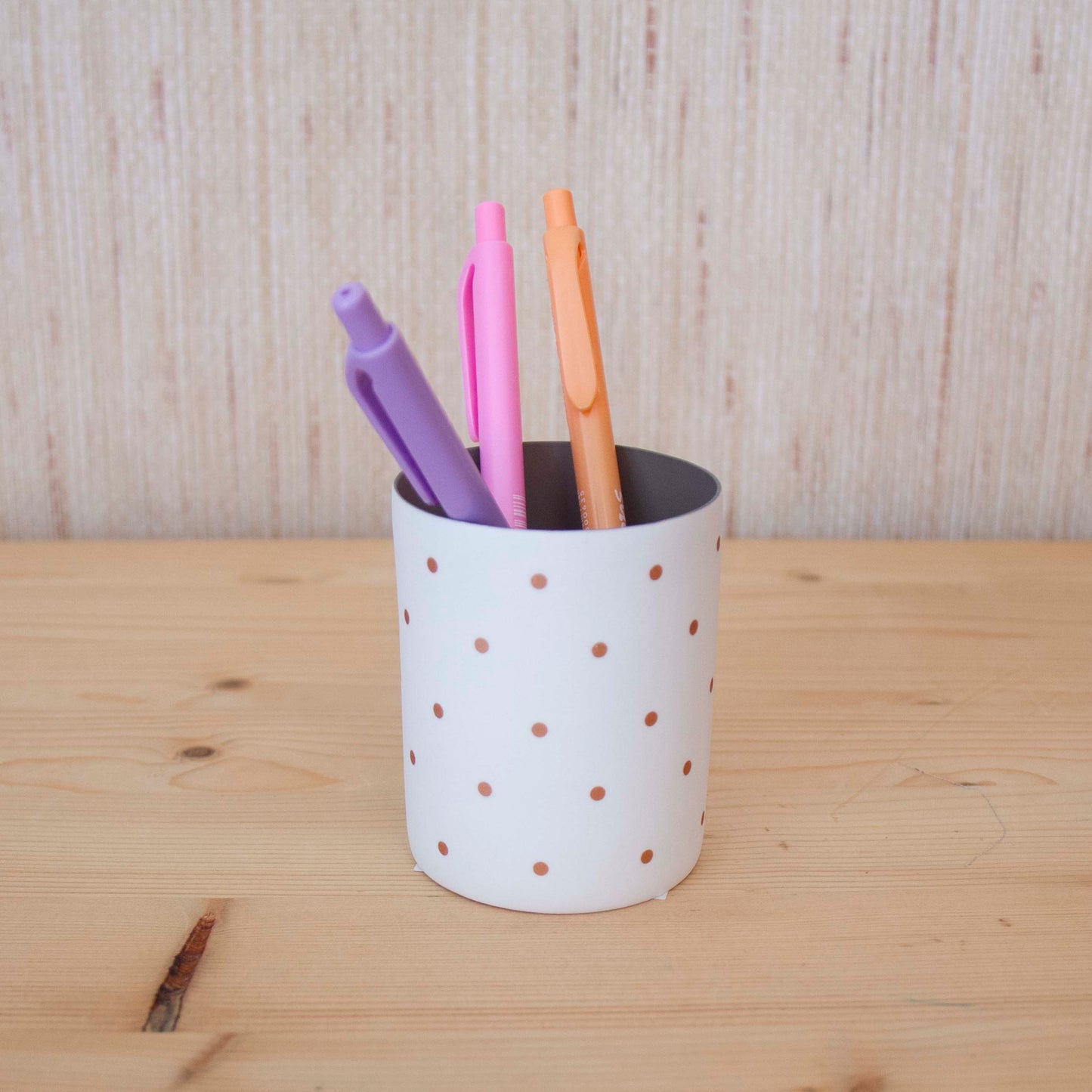 Porta Canetas Porcelana Dots Black