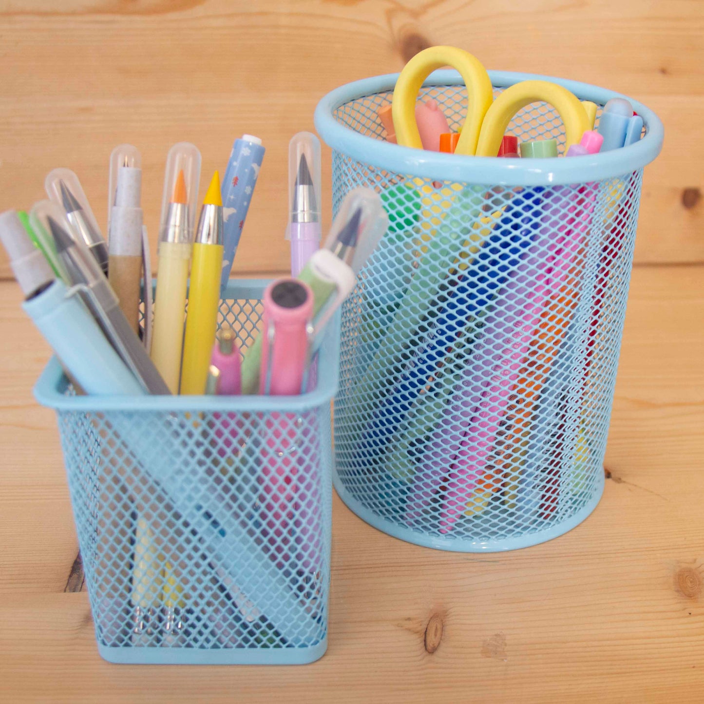 Organizador Cilíndrico Metálico Grande 14,5 x 10,5 cm Azul