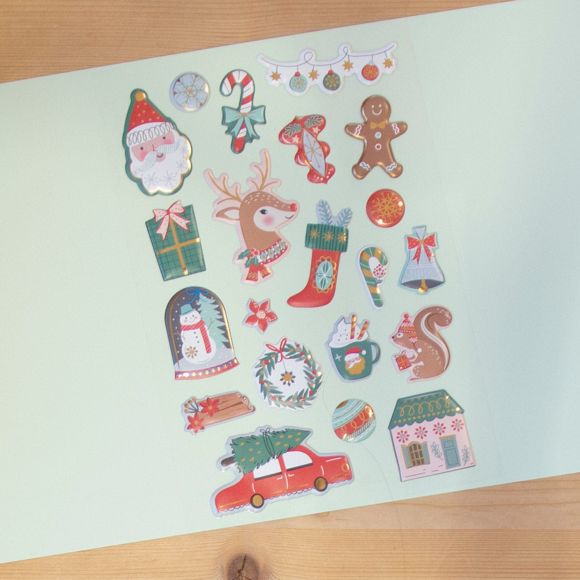 Stickers A5 c/relevo Renas de Natal