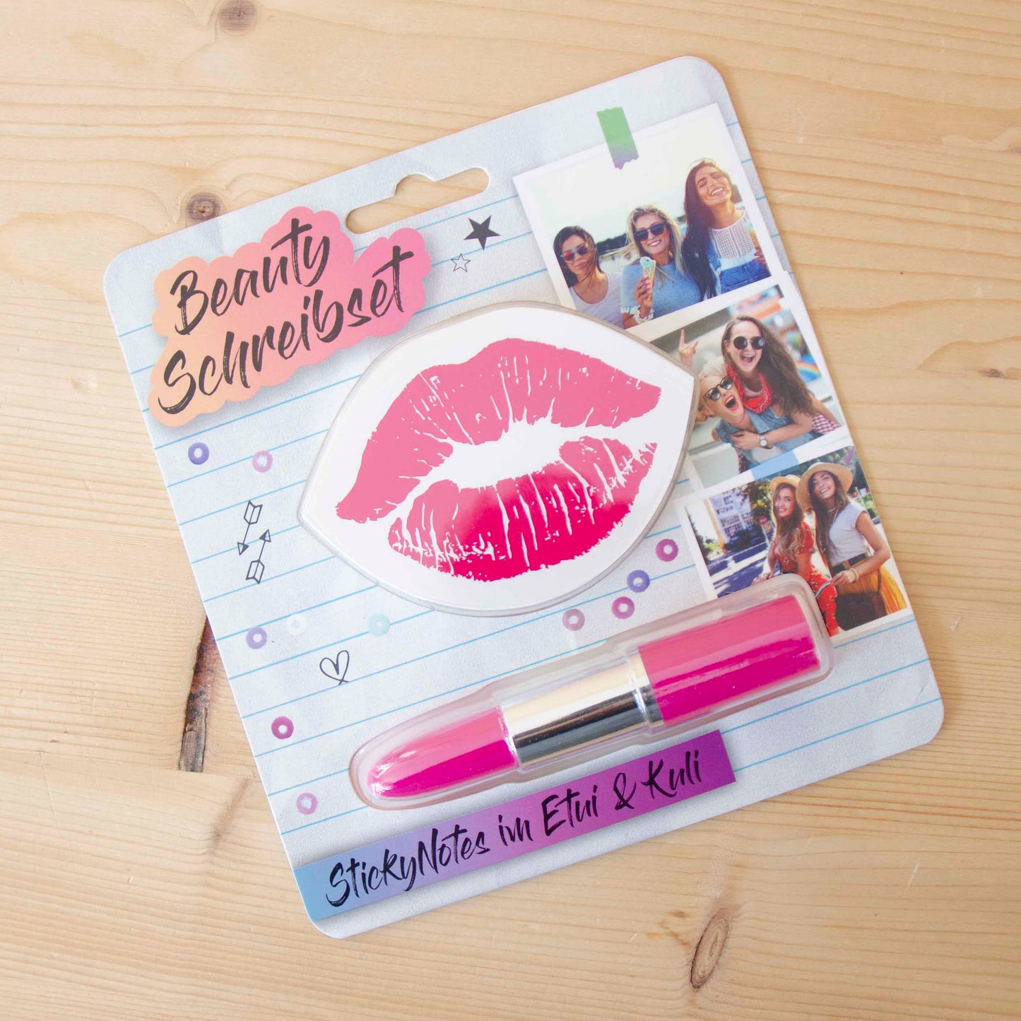 Sticky Notes Kiss Pink c/Caneta