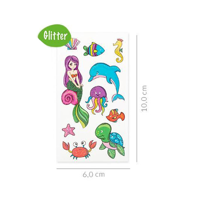 Tatuagem 6 x 10 cm para crianças Sereia