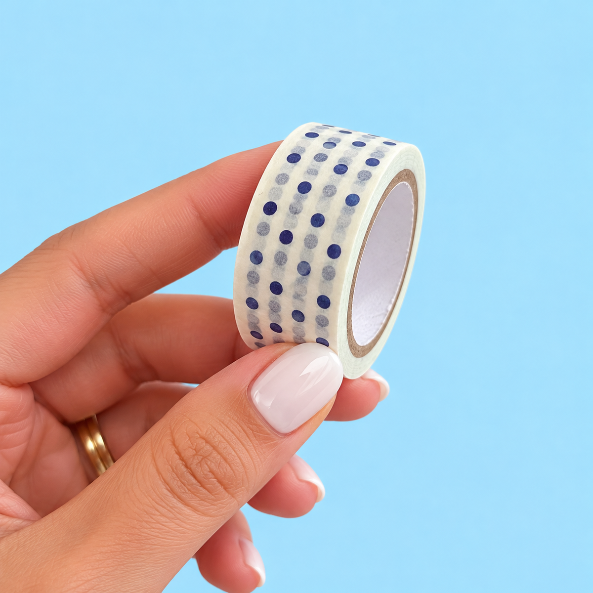Washi Tape (15mm x 5m) White Dots AZUL