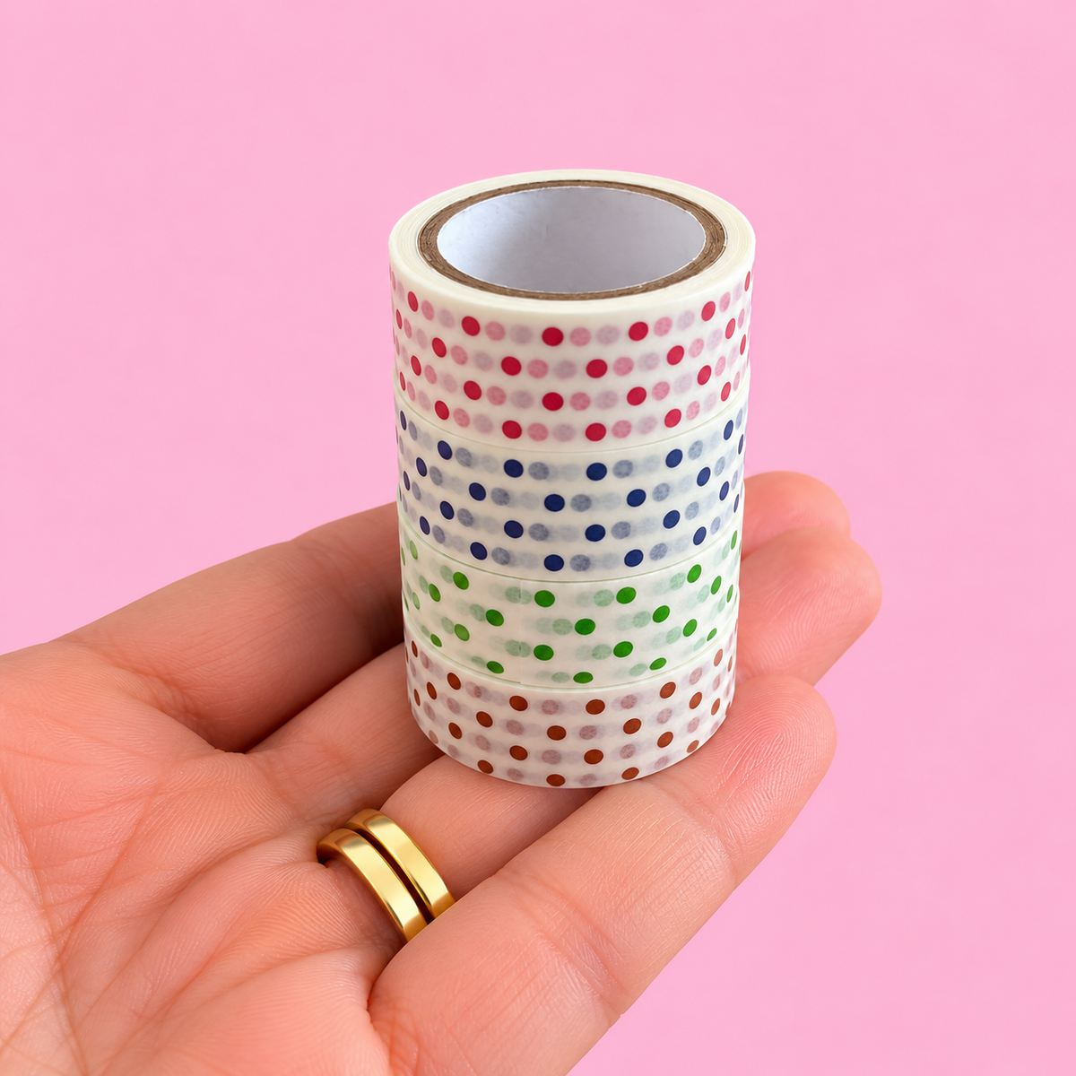 Kit 4 Washi Tape (15mm x 5m) White Dots
