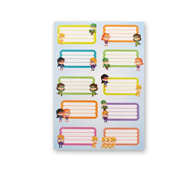 Kit 30 Etiquetas Autocolantes Mini Heróis