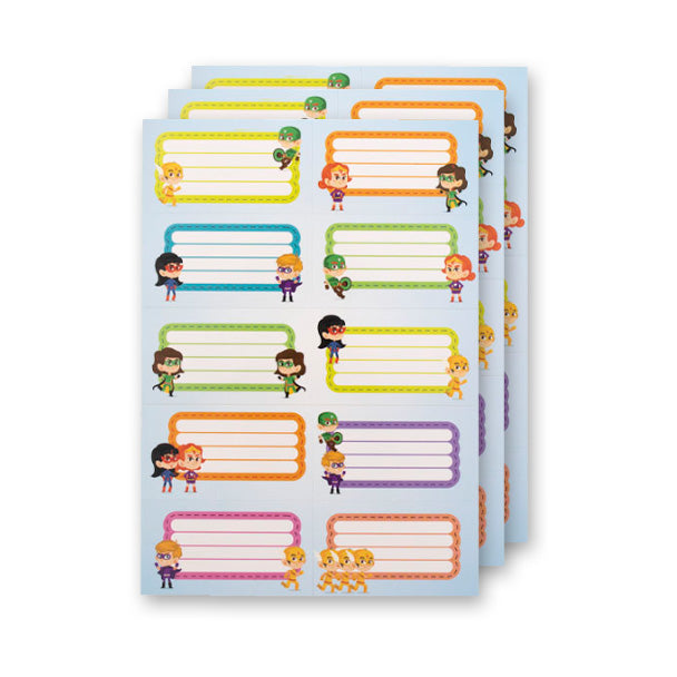 Kit 30 Etiquetas Autocolantes Mini Heróis