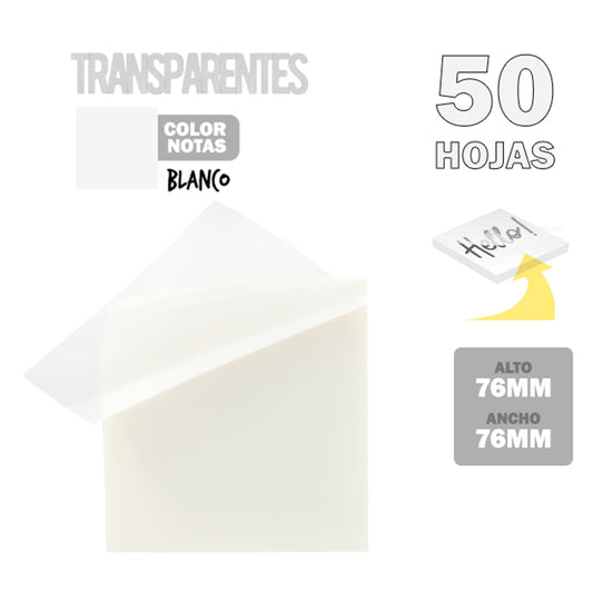 Sticky Notes (76x76 mm) Transparente Branco