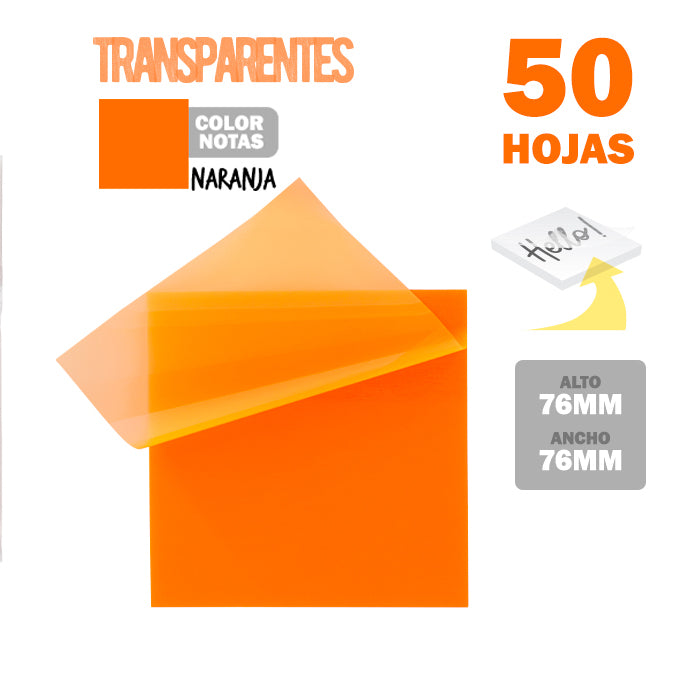 Sticky Notes (76x76 mm) Transparente Laranja