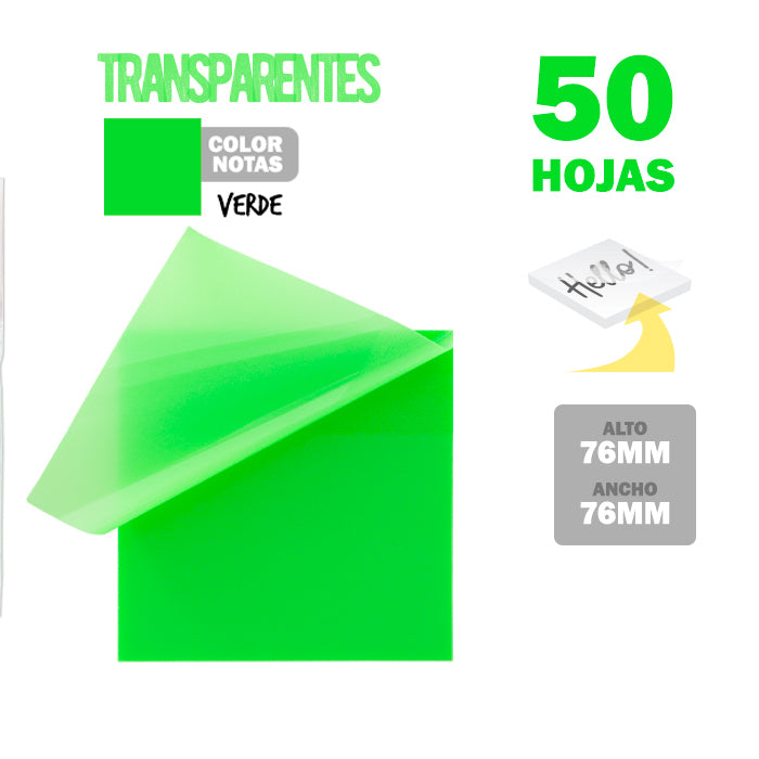 Sticky Notes (76x76 mm) Transparente Verde