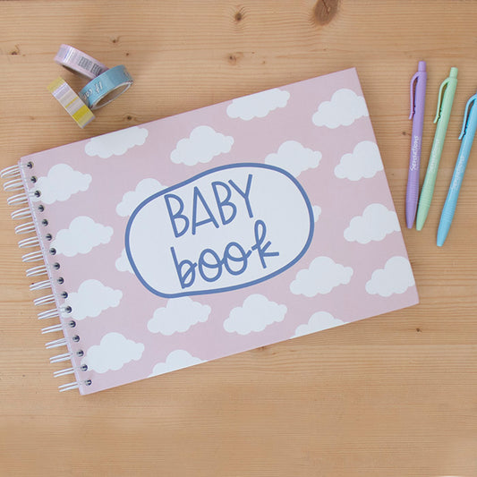 Baby Book A4 Clouds Pink