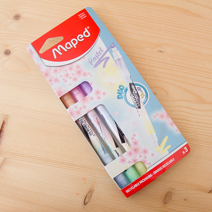 Kit 3 Marcadores Maped Duo Pastel