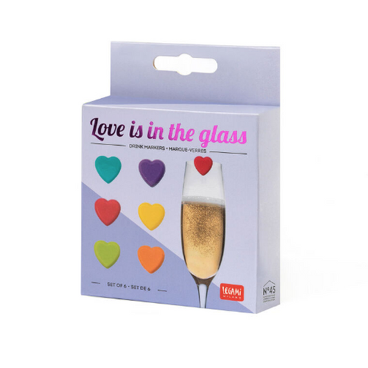 Kit 6 marcadores de copo Hearts Love is in the Glass
