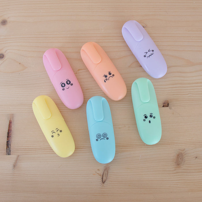 Kit 6 Marcadores Mini Pastel Carinhas
