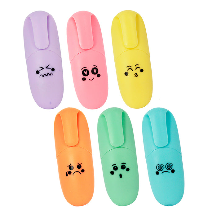 Kit 6 Marcadores Mini Pastel Carinhas