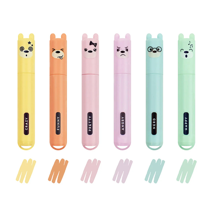 Kit 6 Mini Marcadores Pastel Teddy´s Style