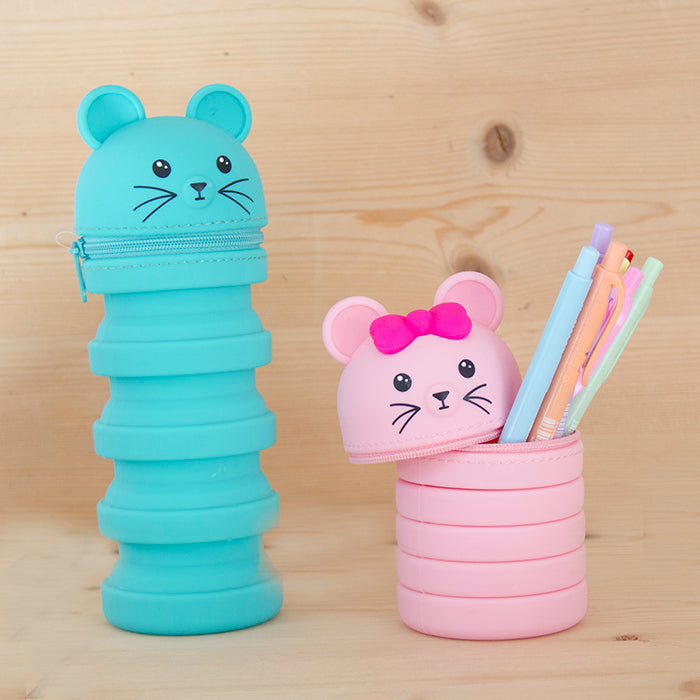 Estojo Extensível Silicone Ratinho Azul