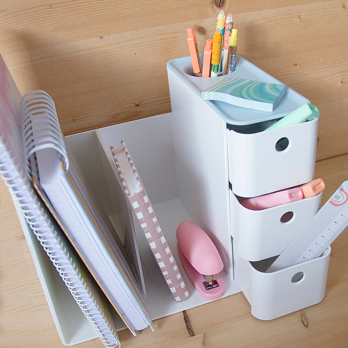 Organizador de mesa Combo Rack Branco/Azul