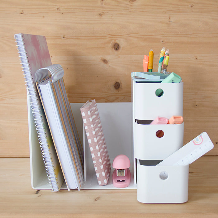 Organizador de mesa Combo Rack Branco/Azul
