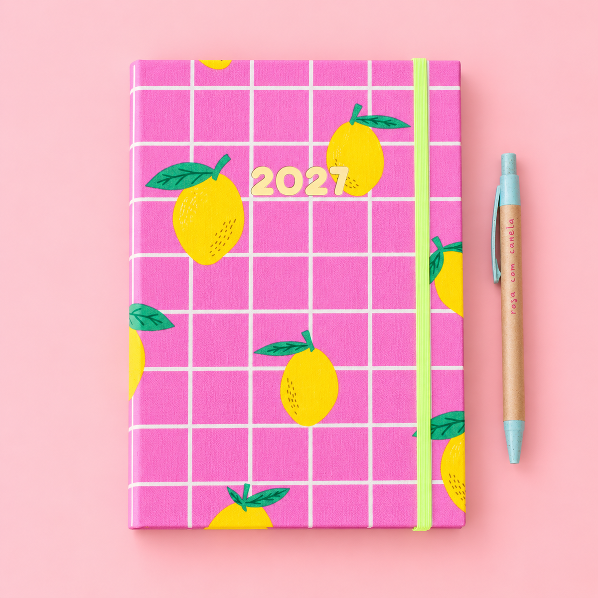 PRÉ-VENDA Agenda A5 Diária 2027 Tecido 1025 (Lemons)