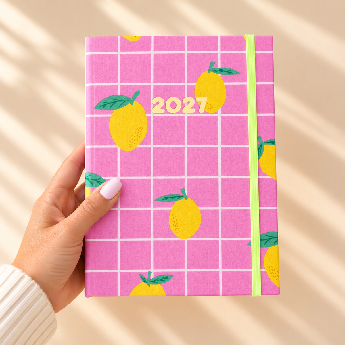 PRÉ-VENDA Agenda A5 Semanal 2027 Tecido 1025 (Lemons)
