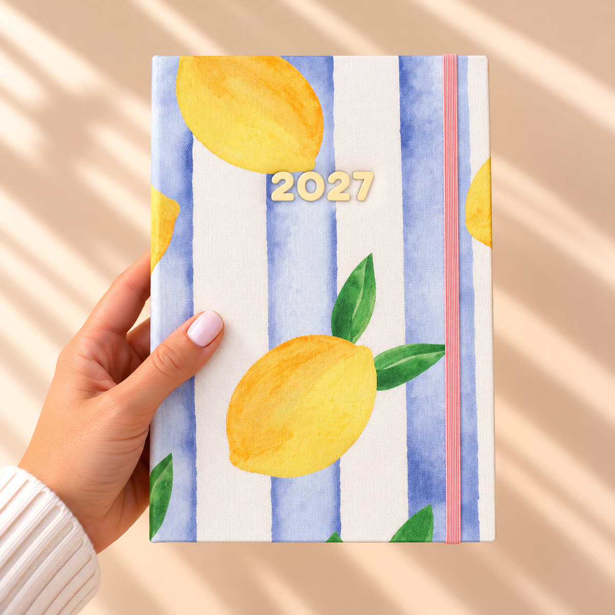 PRÉ-VENDA Agenda A5 Semanal 2027 Tecido 1027 (Lemons)