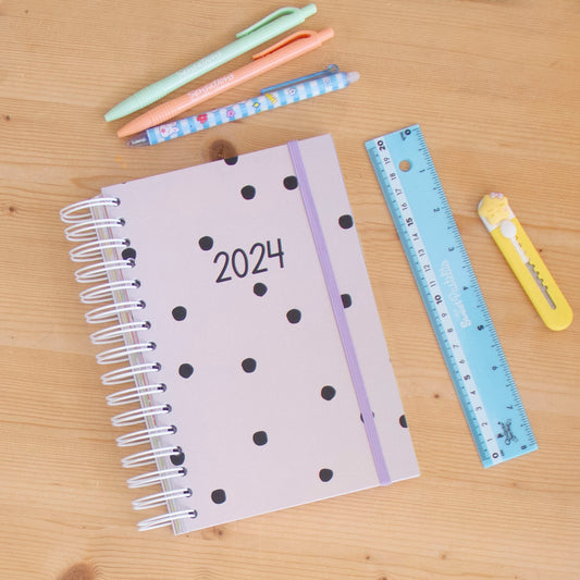 Agenda A5 Diária 2024 Capa Dura DOTS NUDE