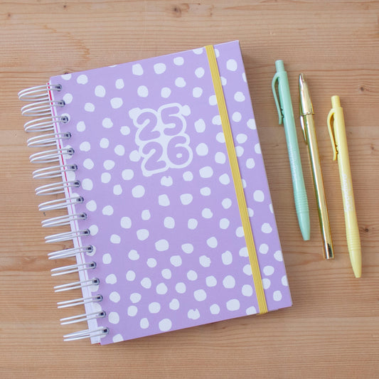 Agenda A5 Semanal 2025/2026 Capa Dura DOTS LAVANDA